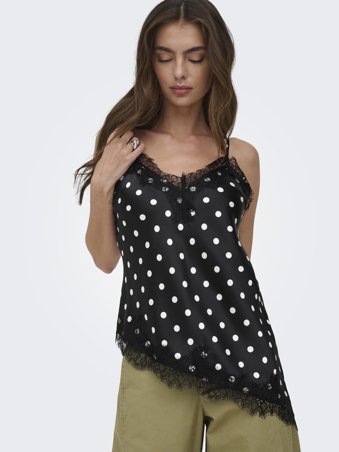 ONLBELLA STRAP SATIN LACE TOP WVN E