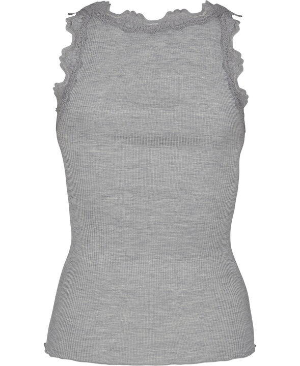 Silk top regular w/vintage lace