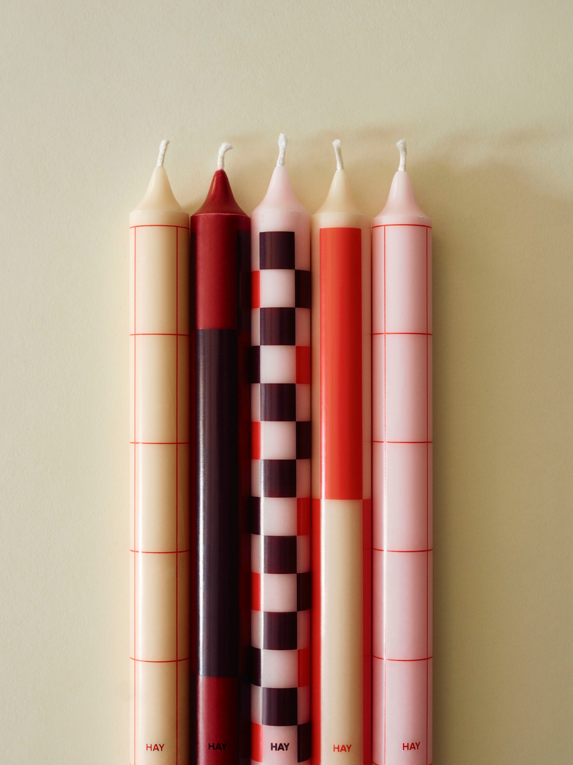 Pattern Candle-Reds and bordeaux, Set of 4