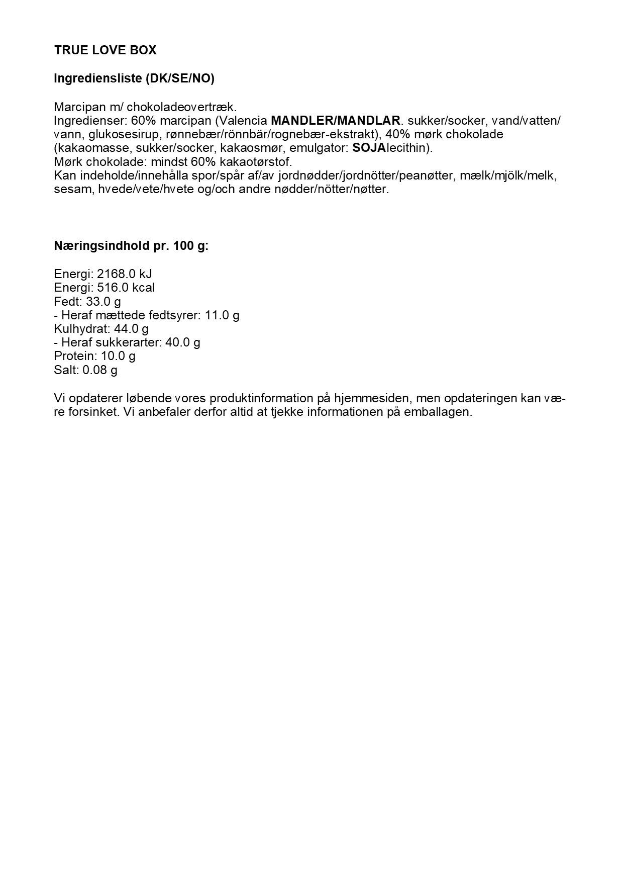 Simply&reg; TRUE LOVE chokolade&aelig;ske (100g)