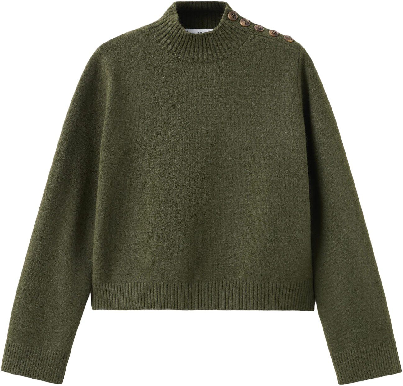 Perkins-neck sweater with button