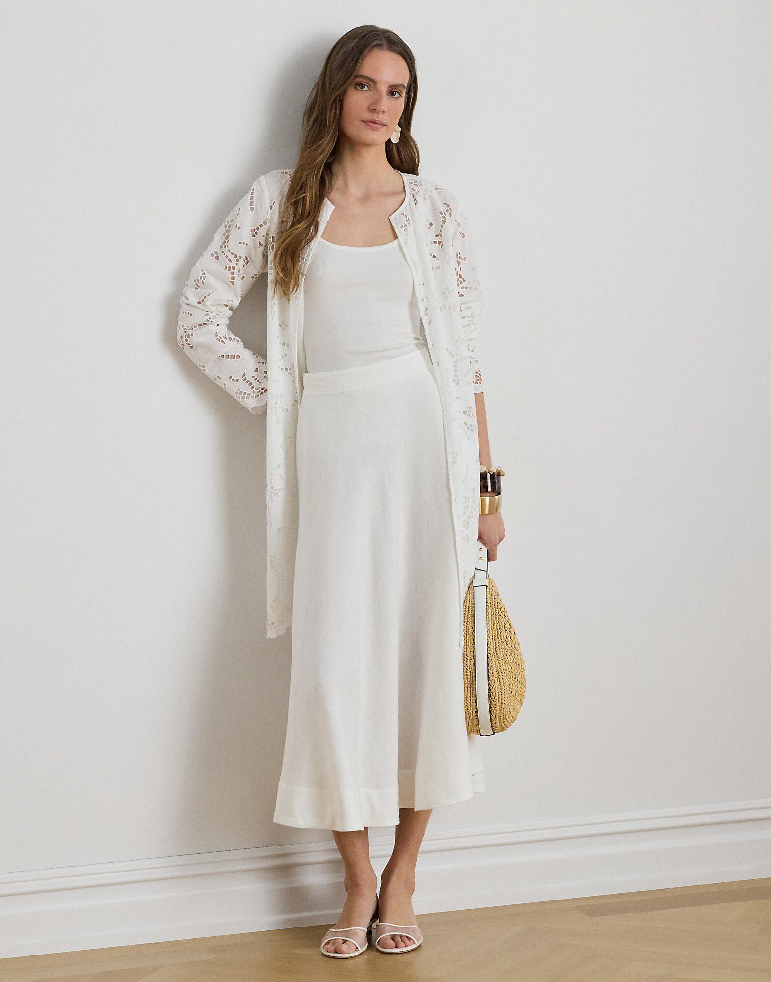 Linen A-Line Midi Skirt