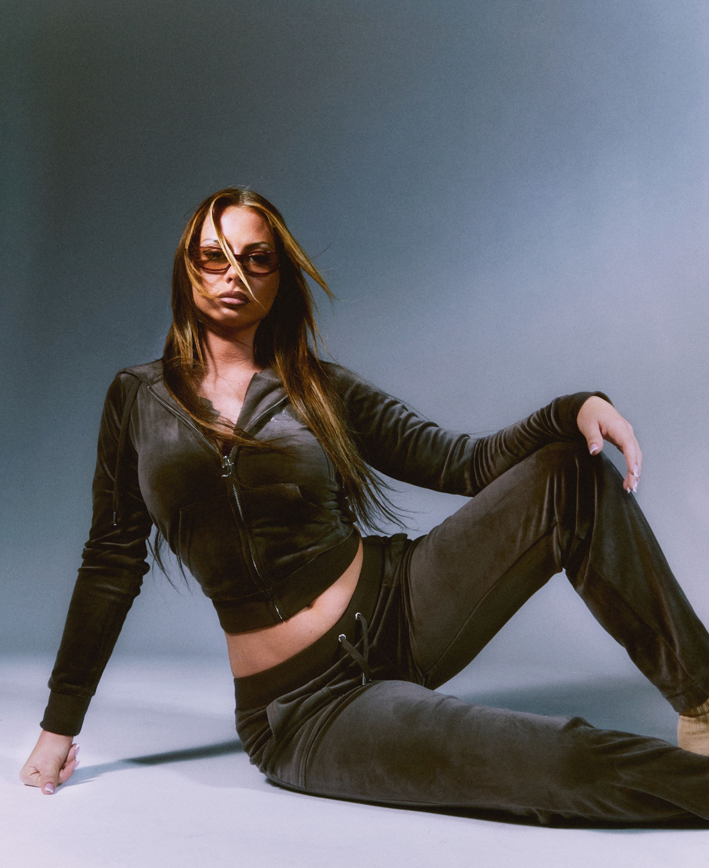 Tessa x Juicy - velour track pants m. diamanter