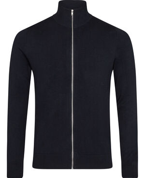 Mélange zip cardigan knit