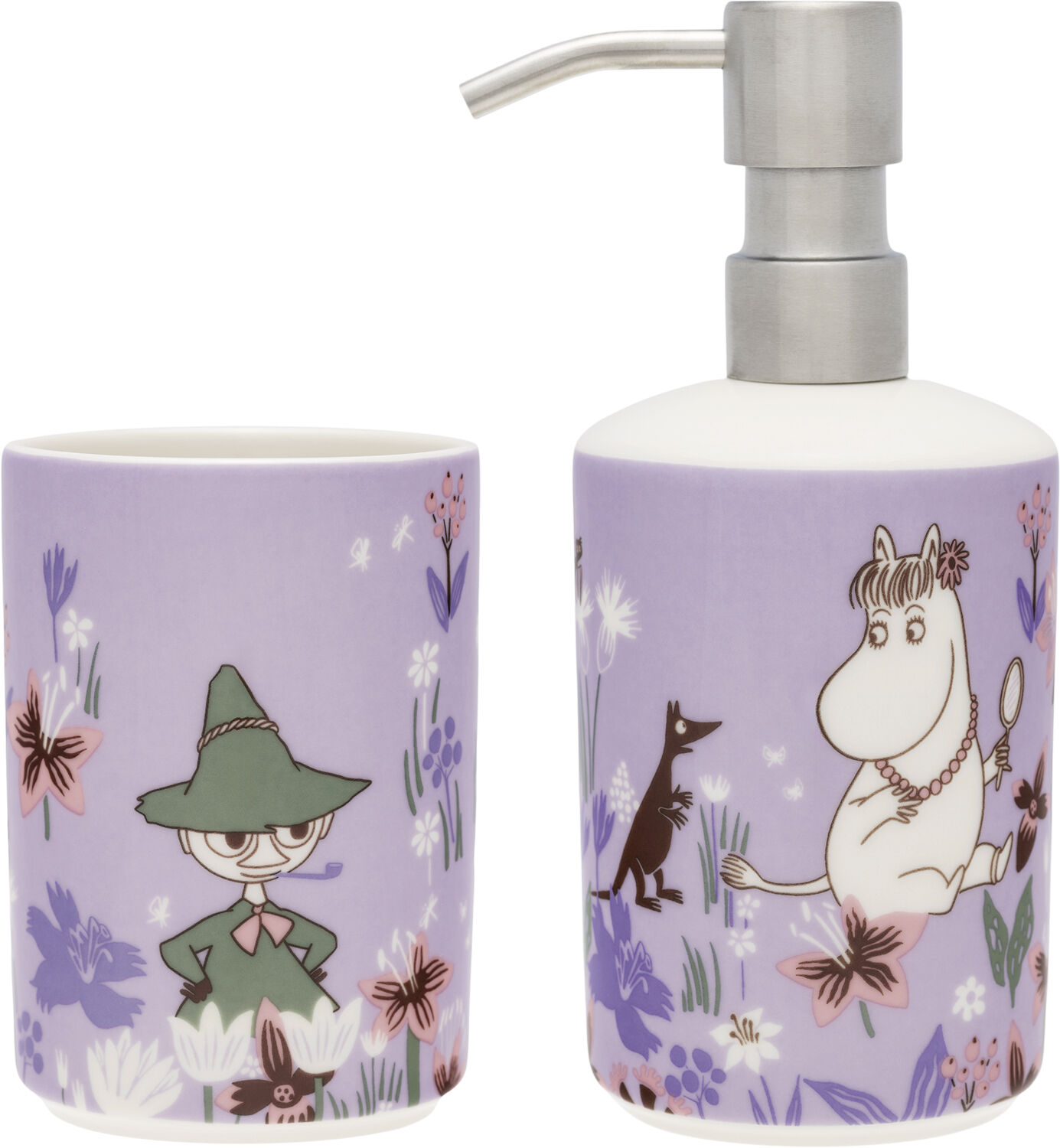 Moomin Arabia S&aelig;be dispenser & tandb&oslash;rste holder s&aelig;t, Flower
