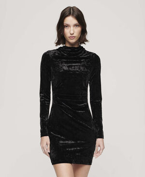 VELVET LONGSLEEVED MINI DRESS