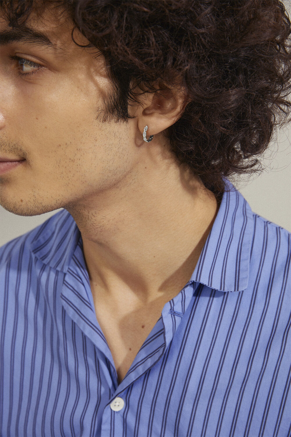 EZO twirled crystal hoops silver-plated