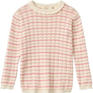 KNITTED STRIPE POINTELLE LS BLOUSE
