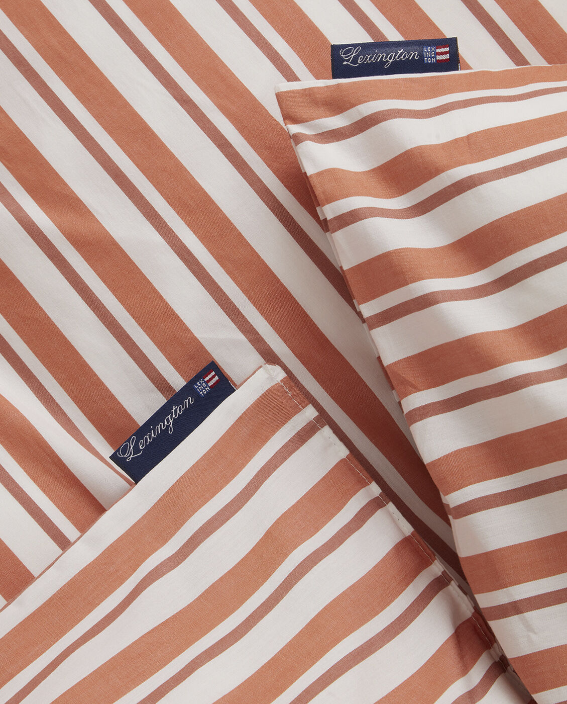 White/Terra Striped Cotton Poplin Bed Set