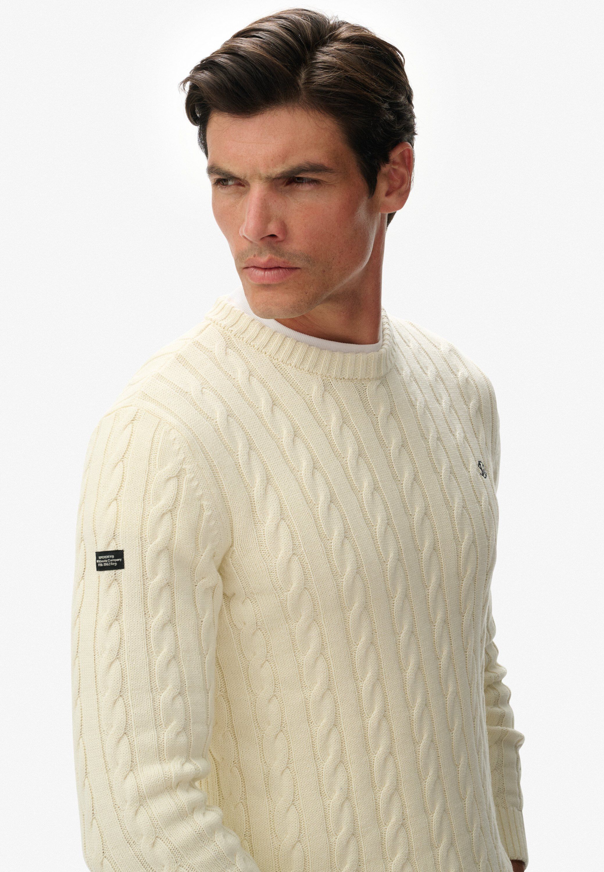 COTTON CABLE KNIT CREW