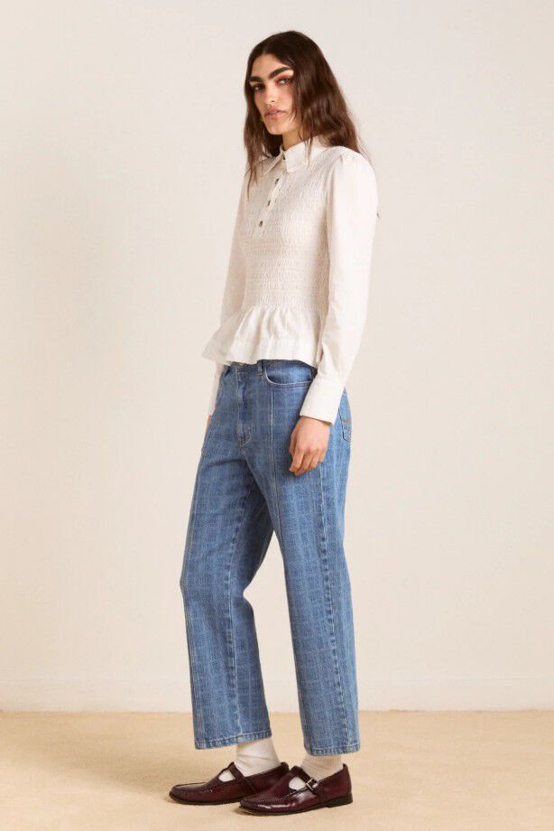 HAZEL SHIRRED SHIRT - WHITE