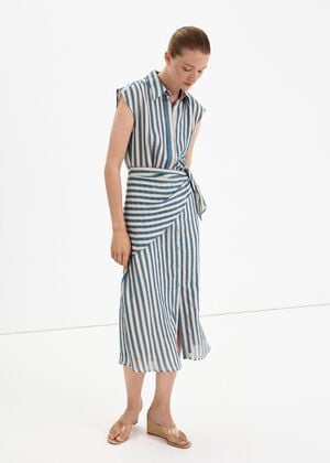 Striped scarf shirt dress