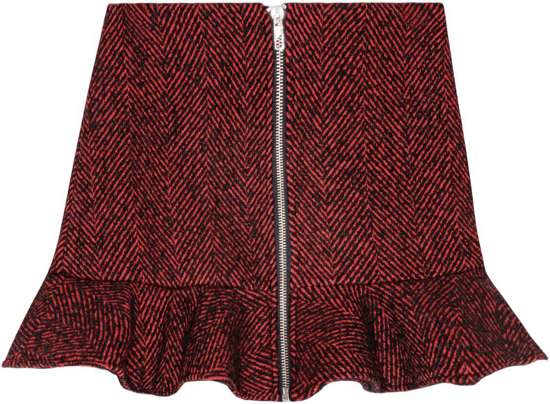 Herringbone Wool Mini Skirt