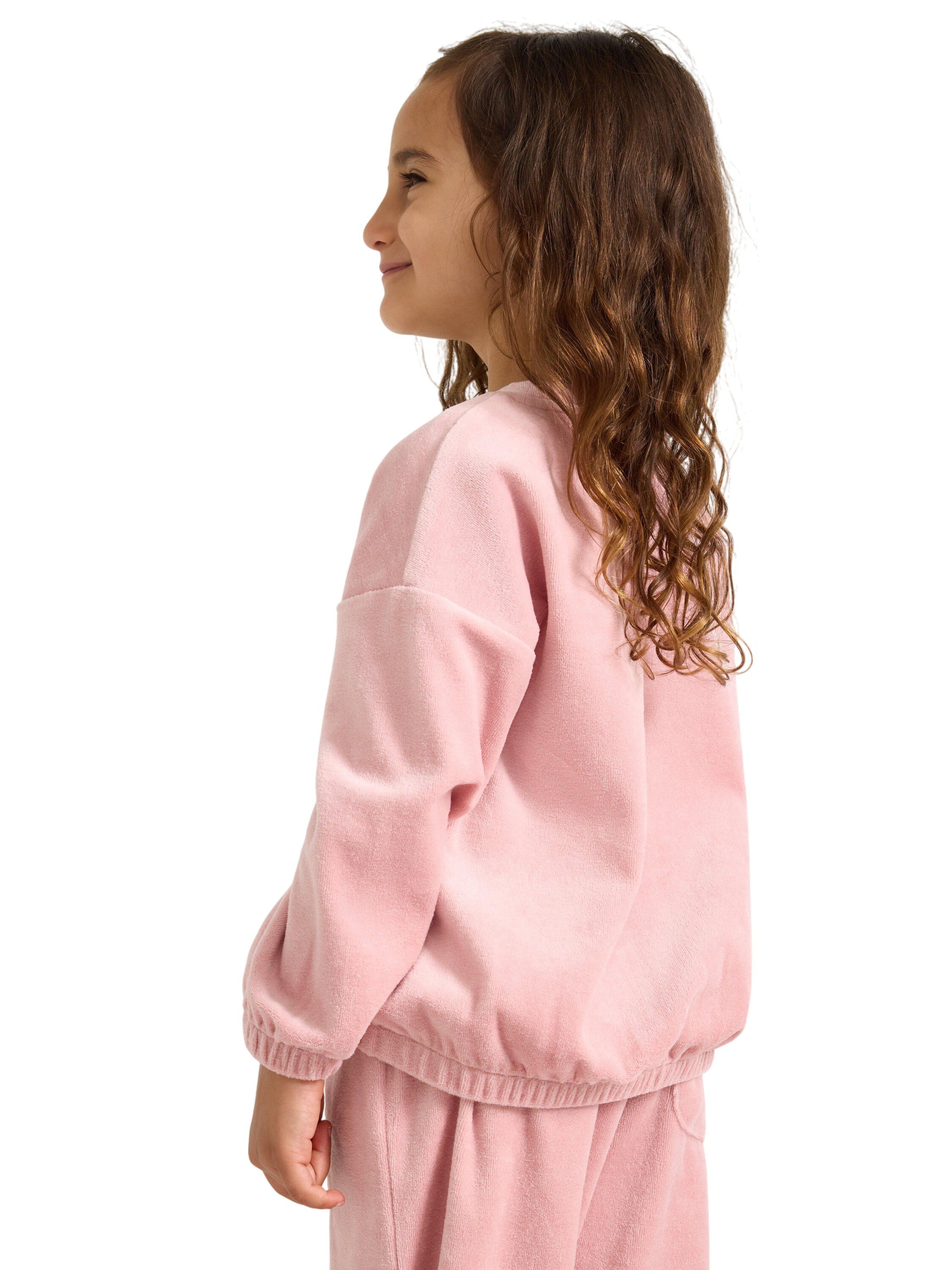 Oversized velourtr&ouml;ja med broderi