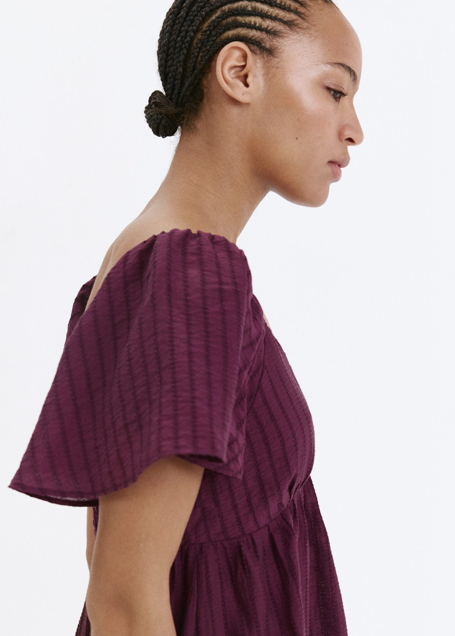 Textured dress with ruched detail