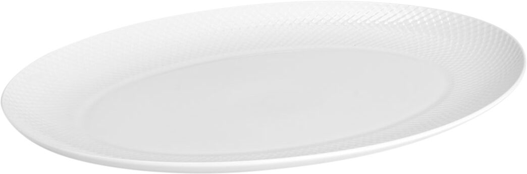 Rhombe Ovalt serveringsfad 42x32 hvid porcel&aelig;n