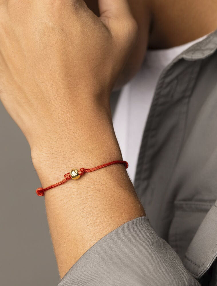 Men's Red String Bracelet with Gold
