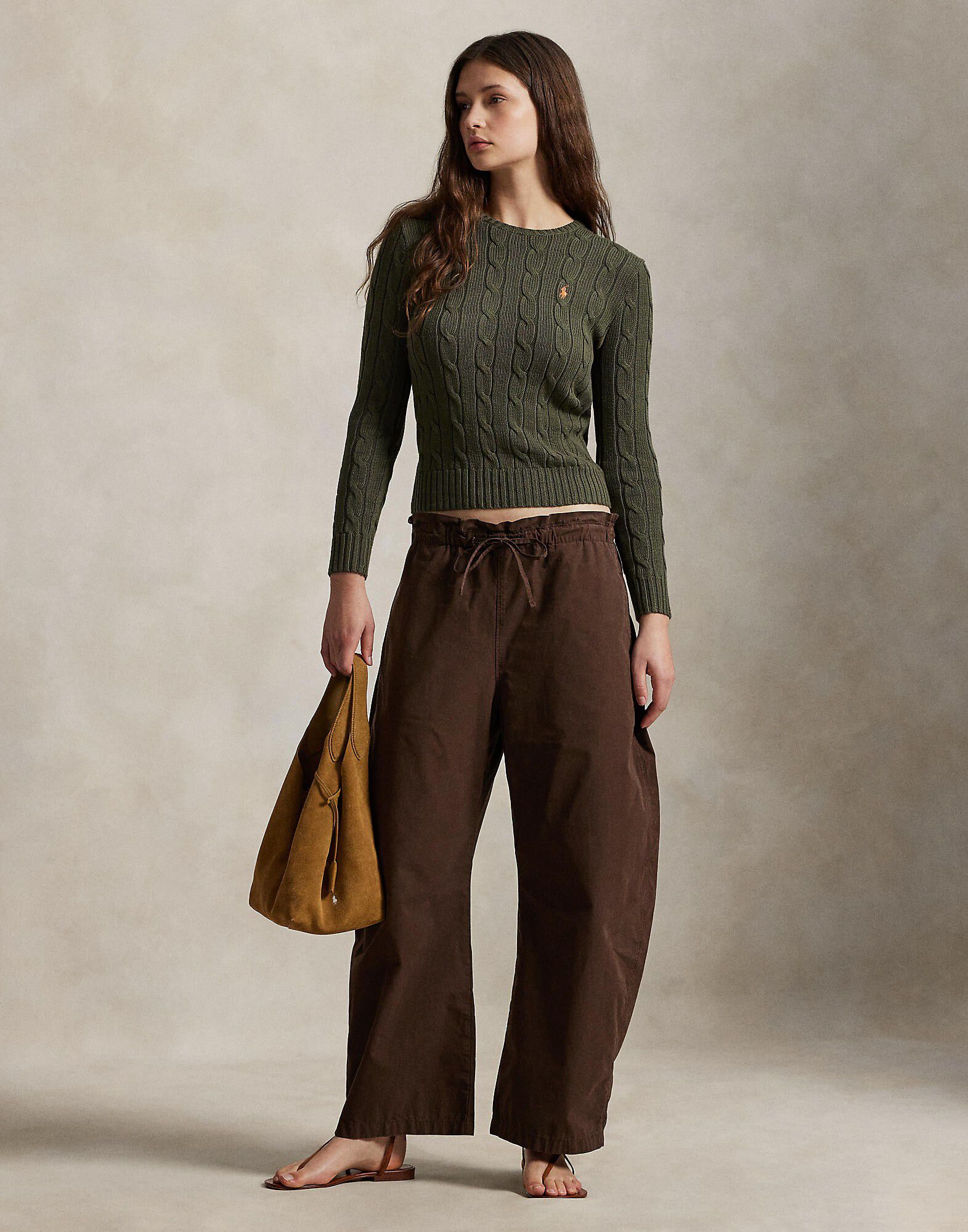 Cable-Knit Cotton Crewneck Sweater