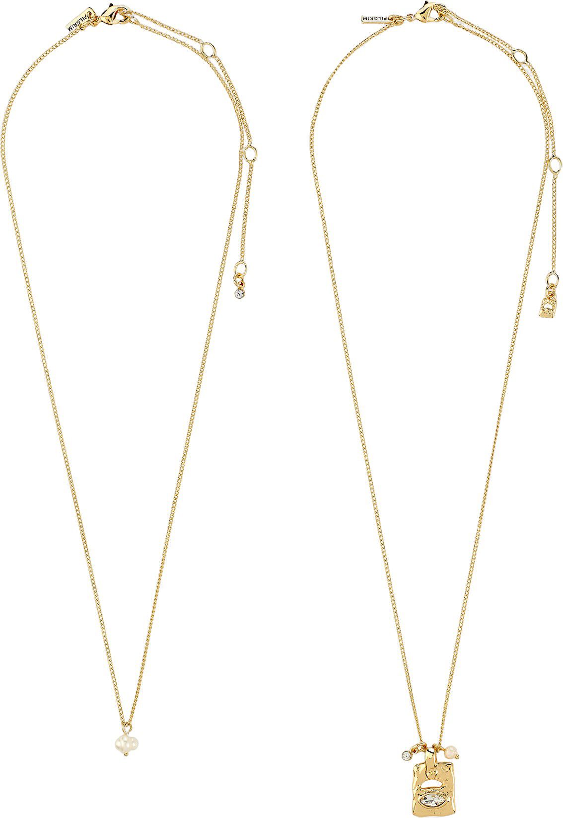 FIRE halsk&aelig;de 2-i-1 s&aelig;t, guldbelagt