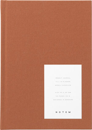 Notesbog med ugeplan, hardcover, sienna