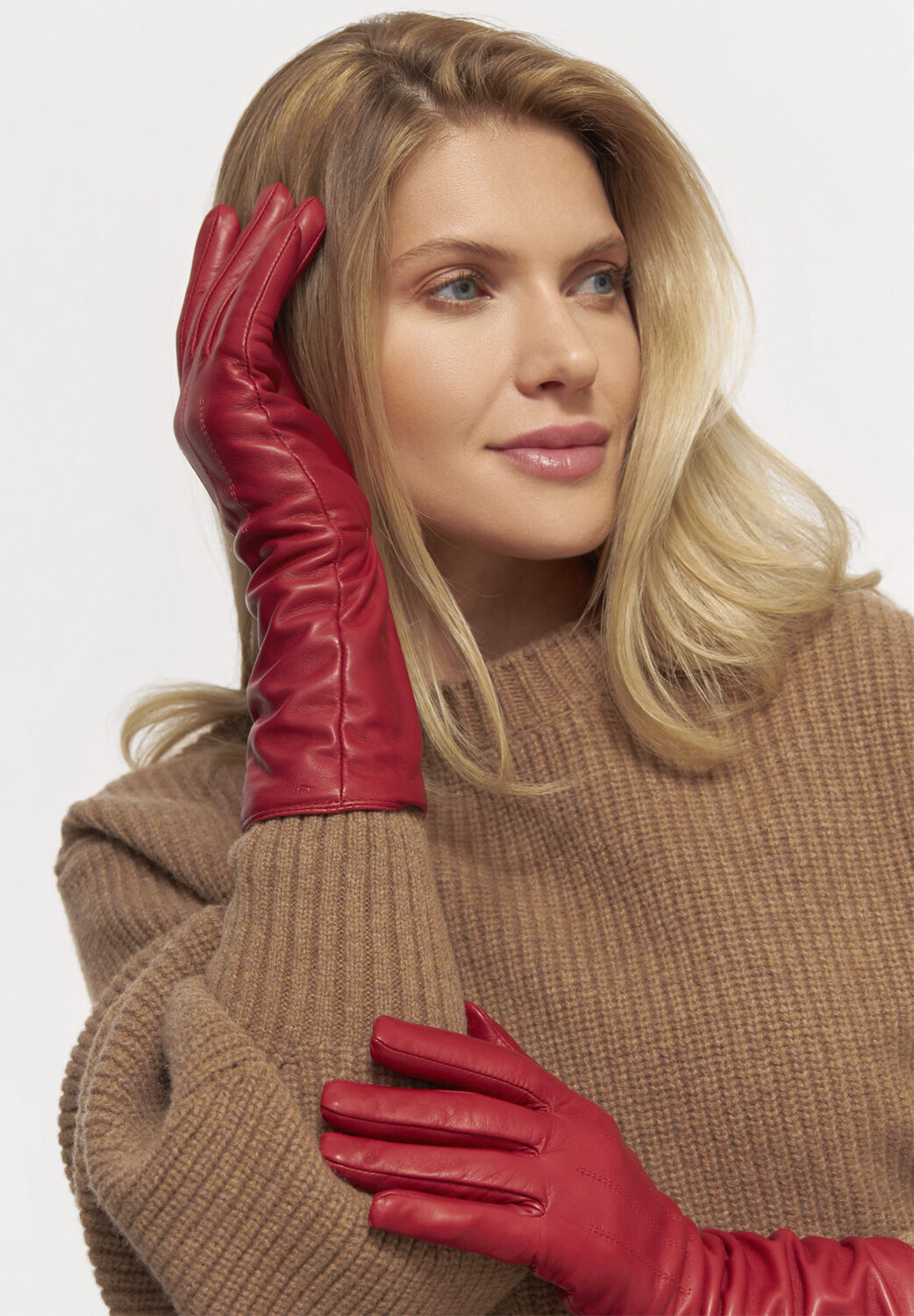 MJM Glove Francesca Long Leather Red