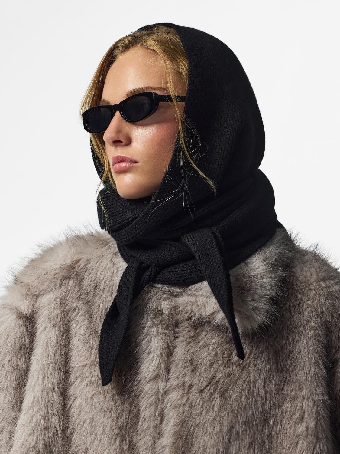 PCKOMMA RIB BIG TRIANGLE SCARF NOOS