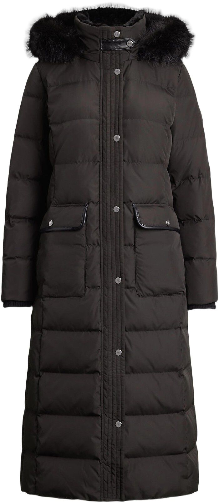 Faux-Fur-Trim Quilted Down Maxicoat