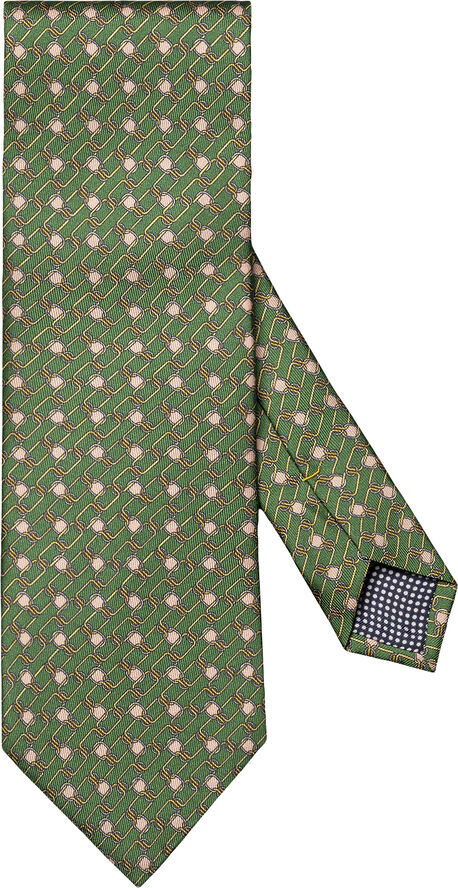 Dark Green Geometric Print Silk Tie