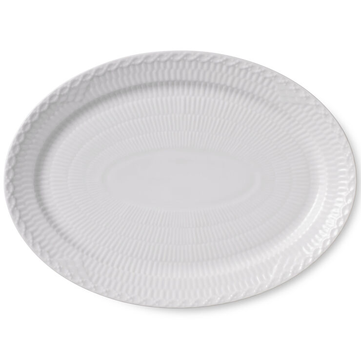 HVID HALVBLONDE OVAL TALLERKEN 28 CM