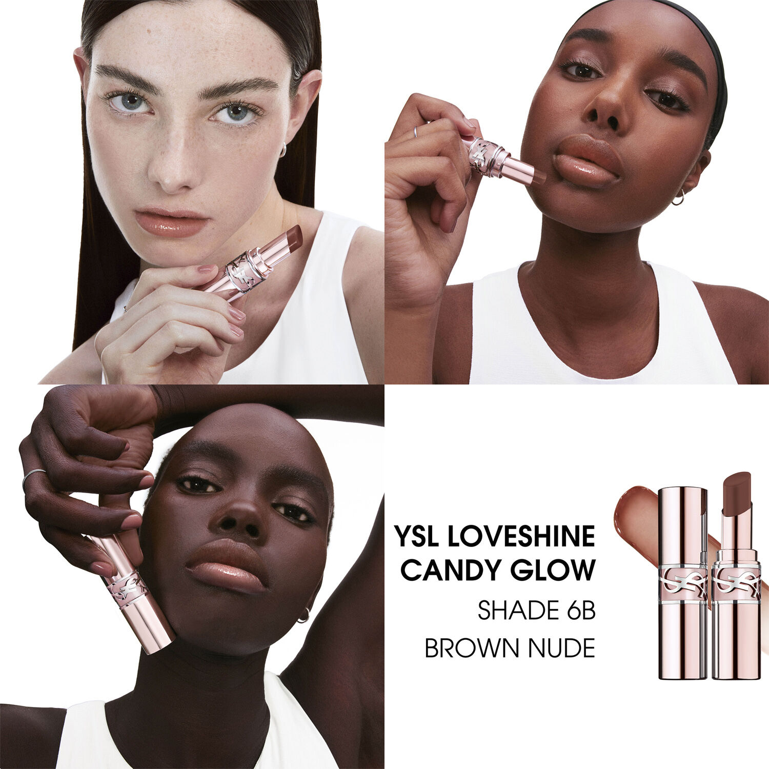 YSL LOVESHINE CANDY GLOW TINTED LIP BALM BROWN NUDE 6B