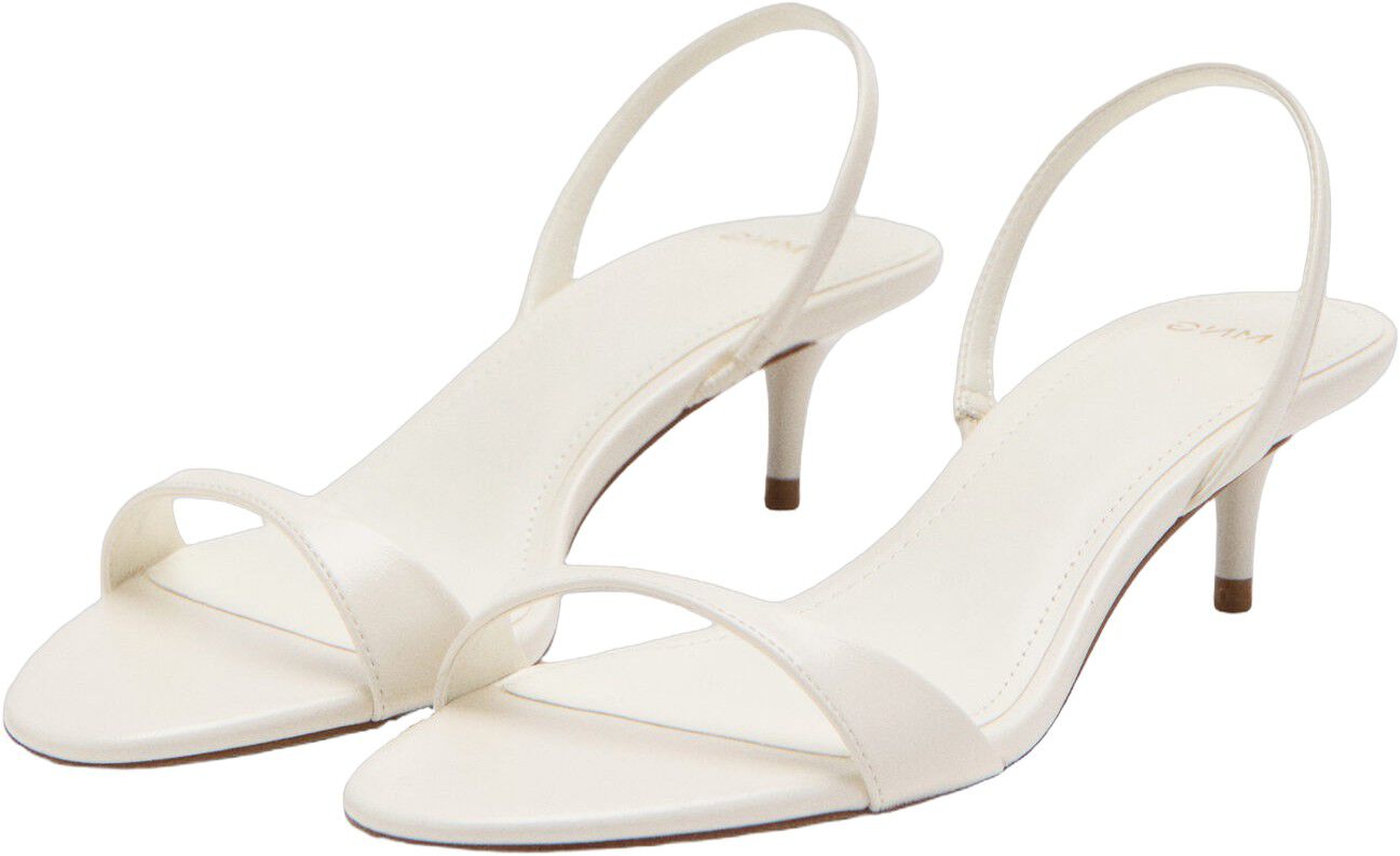 Kitten-heel sandals with strap