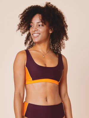 Agung Colorblock sporty bikini top - Deep/Flame