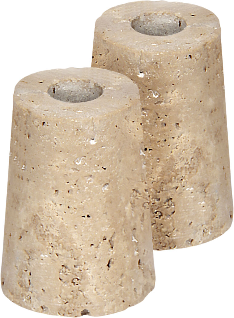 Travertine Candleholder mini taper, M, Desert beige, 2-pack,