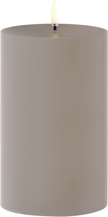 Outdoor LED pillar candle, Sandstone, 8,4x15 cm