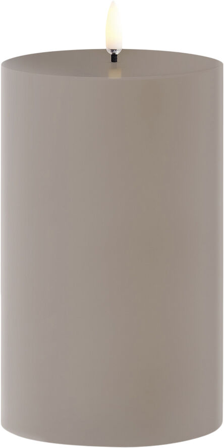 Outdoor LED pillar candle, Sandstone, 8,4x15 cm