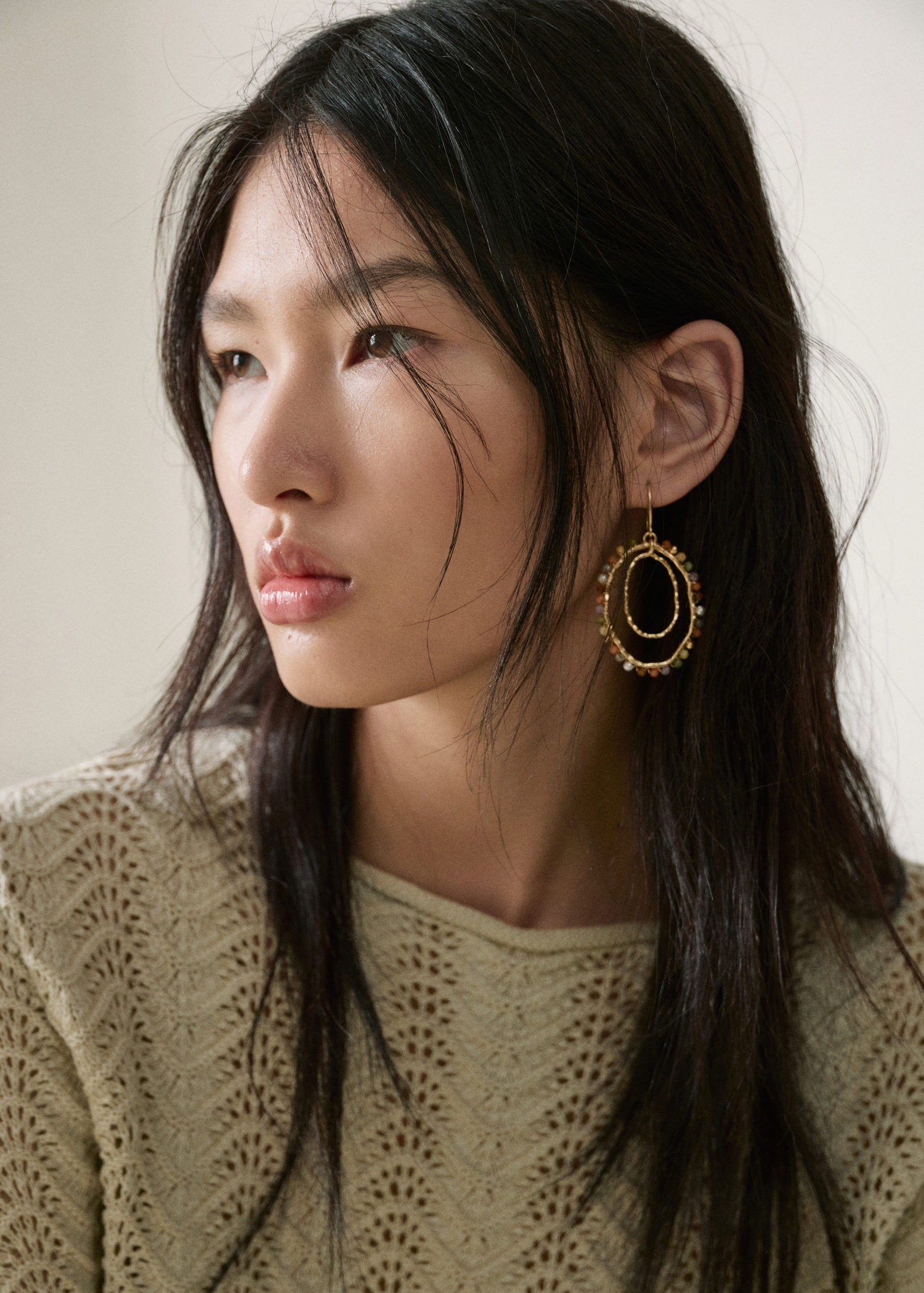 Knitted sweater with openwork detai