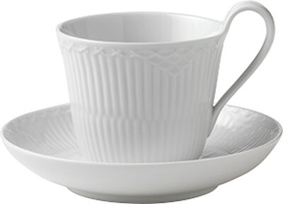 White Fl Half Lace Cup and Saucer 24cl