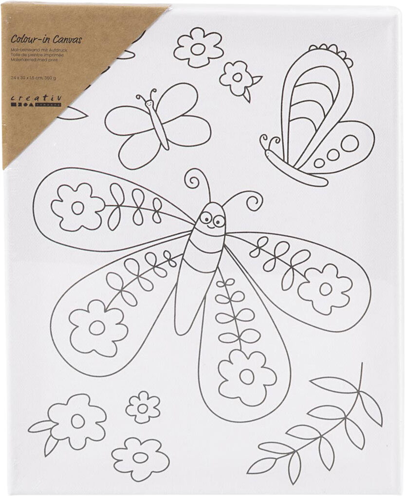 Malerl&aelig;rred med print, Stor sommerfugl, str. 24x30 cm.