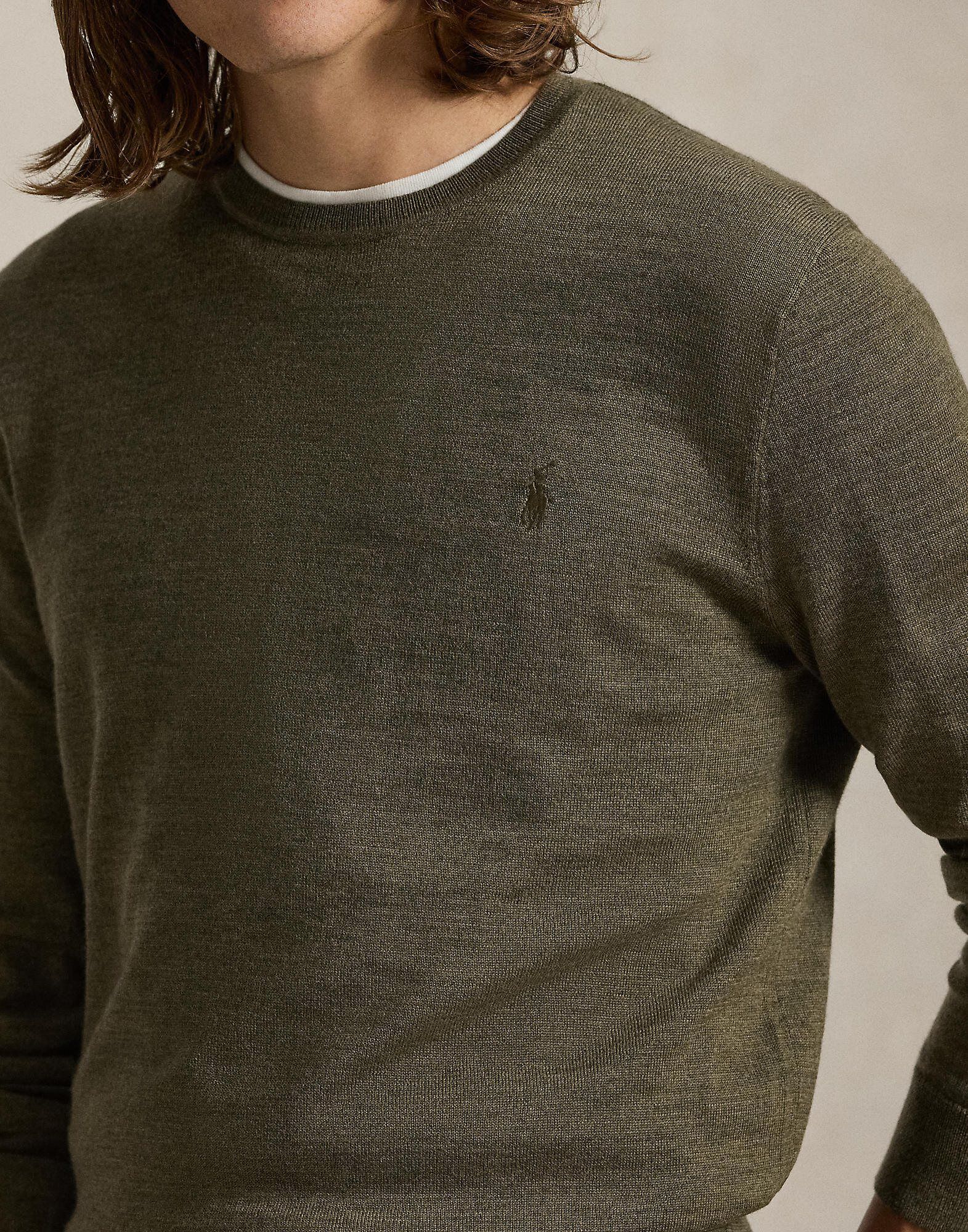 Slim Fit Washable Wool Crewneck Sweater