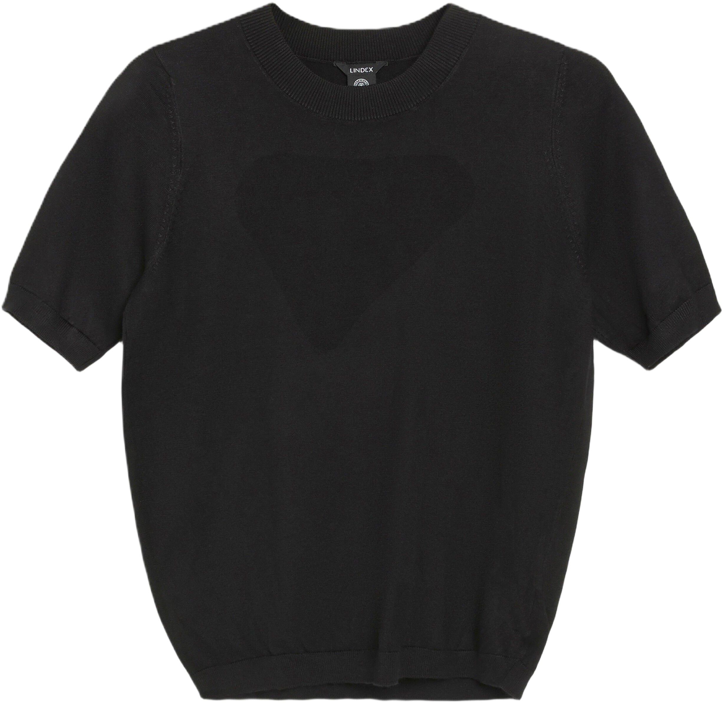 Fine-knitted top with round necklin