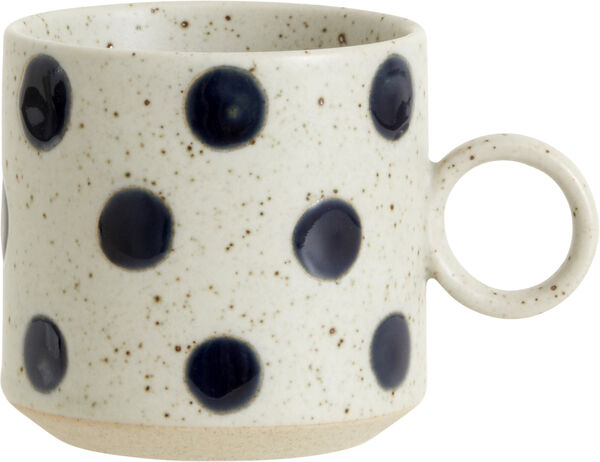 GRAINY dot cup w. handle, sand/dark blue