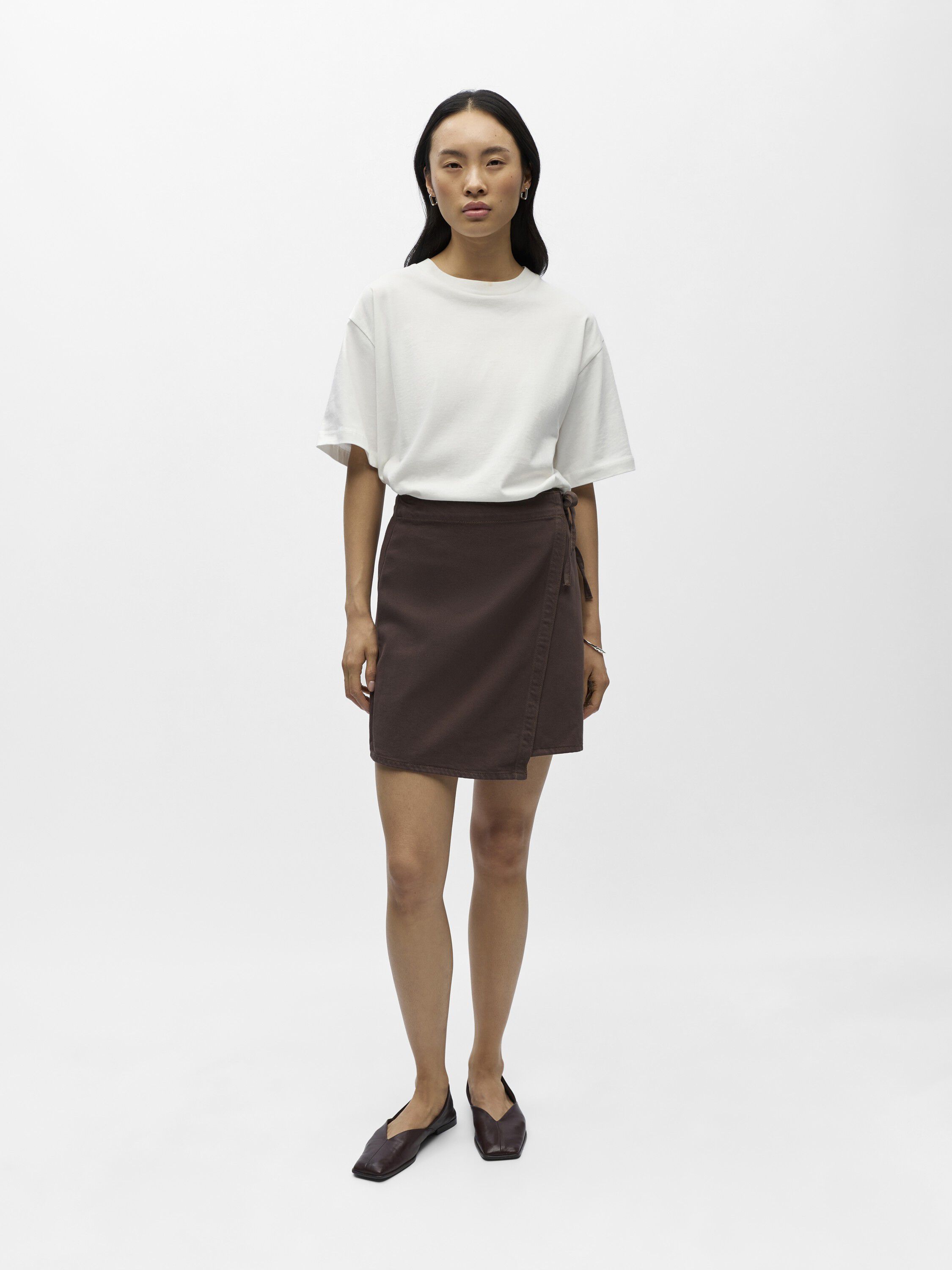 OBJROSIE MW DENIM SHORT WRAP SKIRT