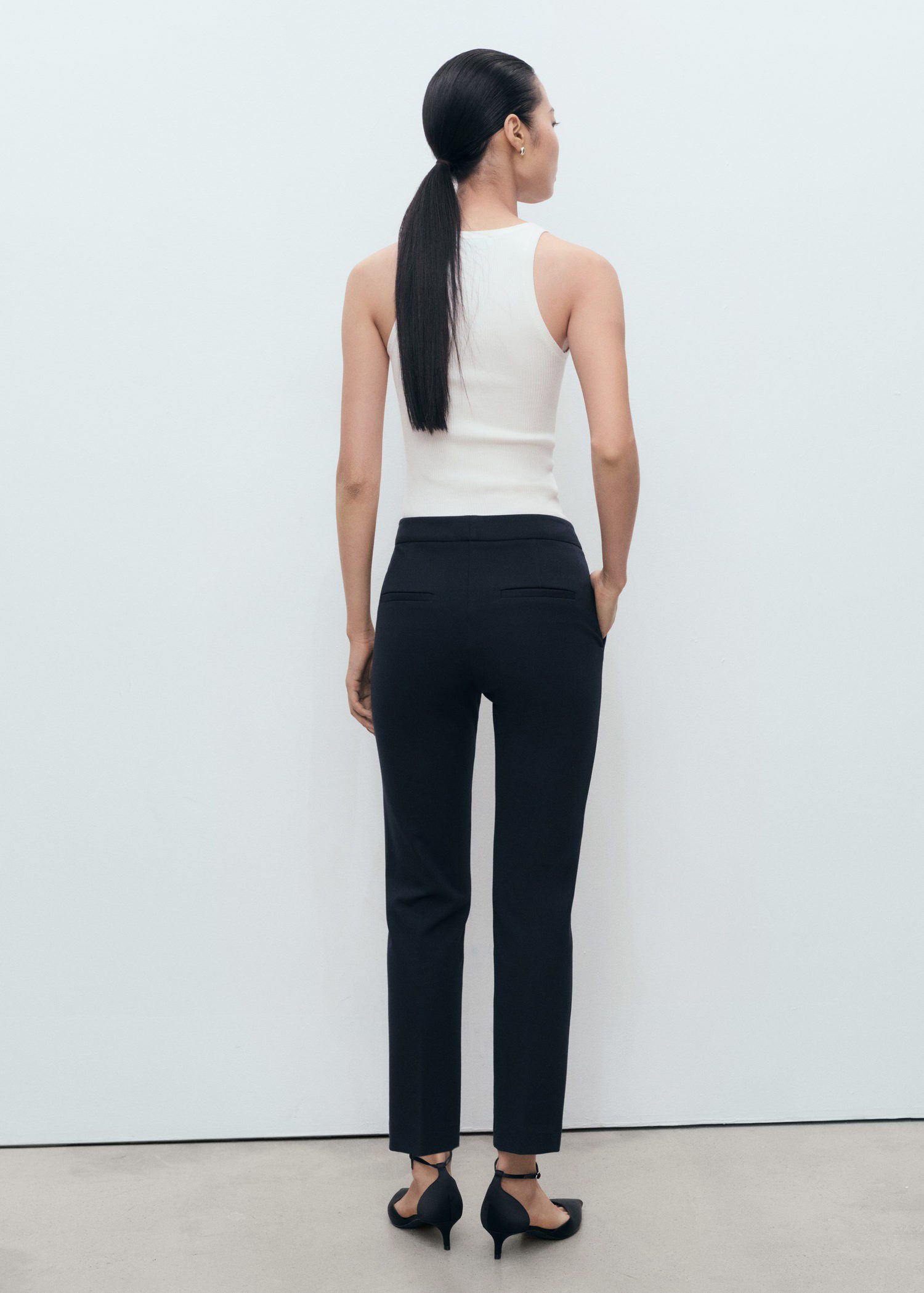 Straight mid-rise trousers