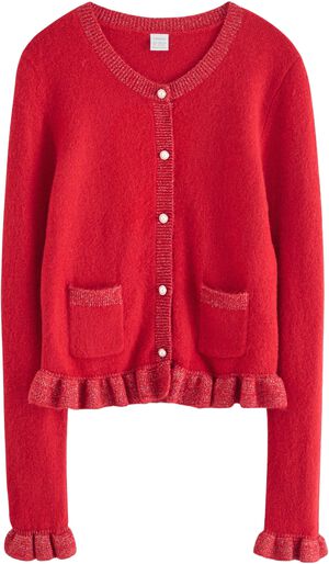 Soft knitted cardigan with frilled
