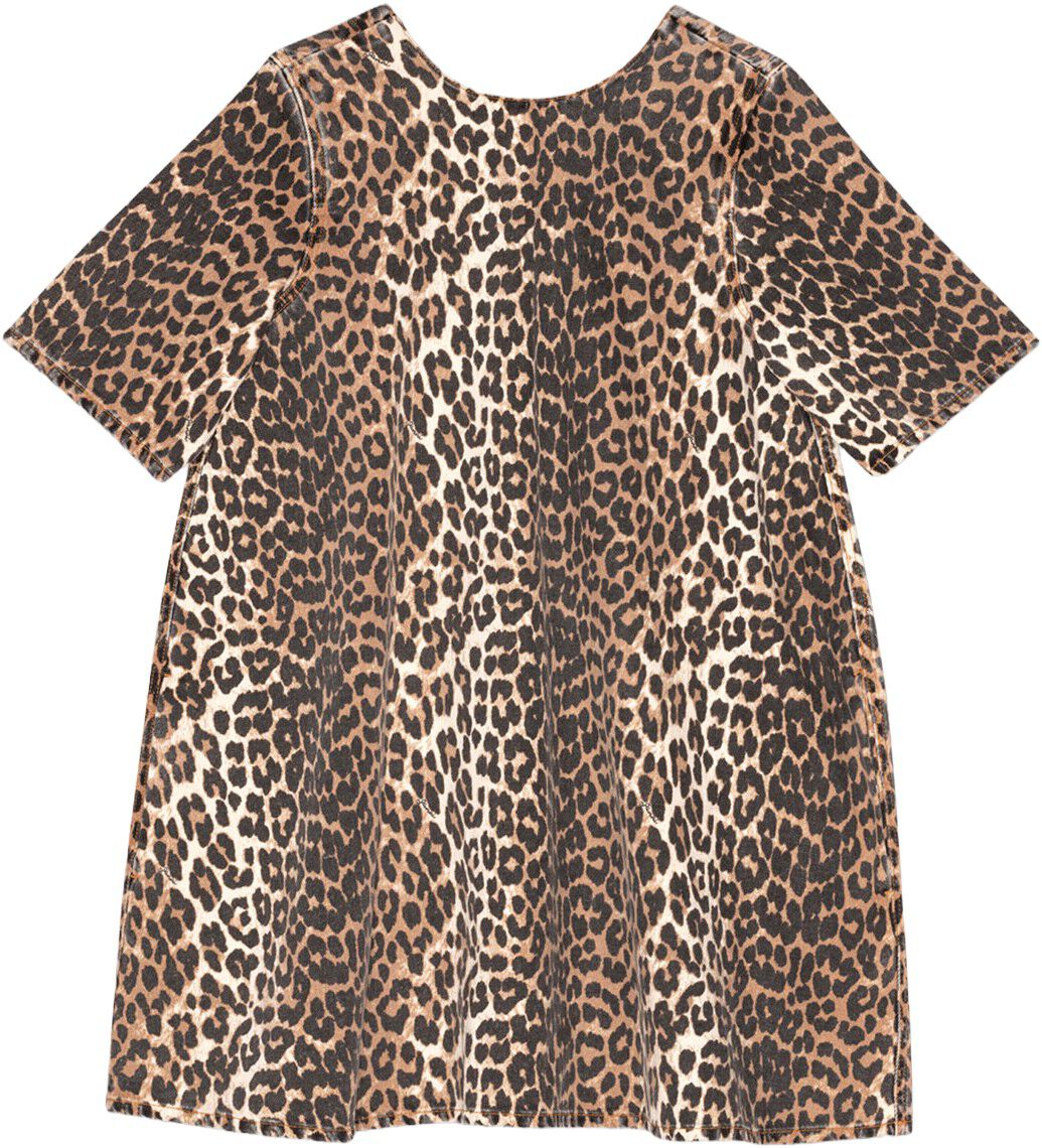 Print Denim Open Back Mini Dress