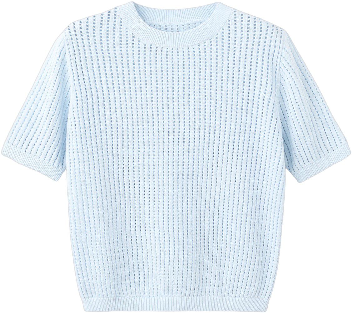 Short-sleeved openwork knitted swea