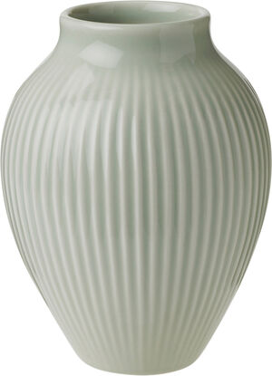 Knabstrup, vase, riller mintgrøn, 12,5 cm
