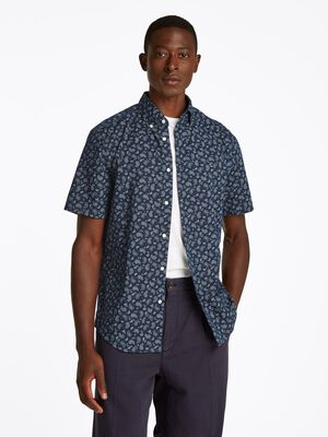 COTTON LINEN PAISLEY RF SS SHIRT