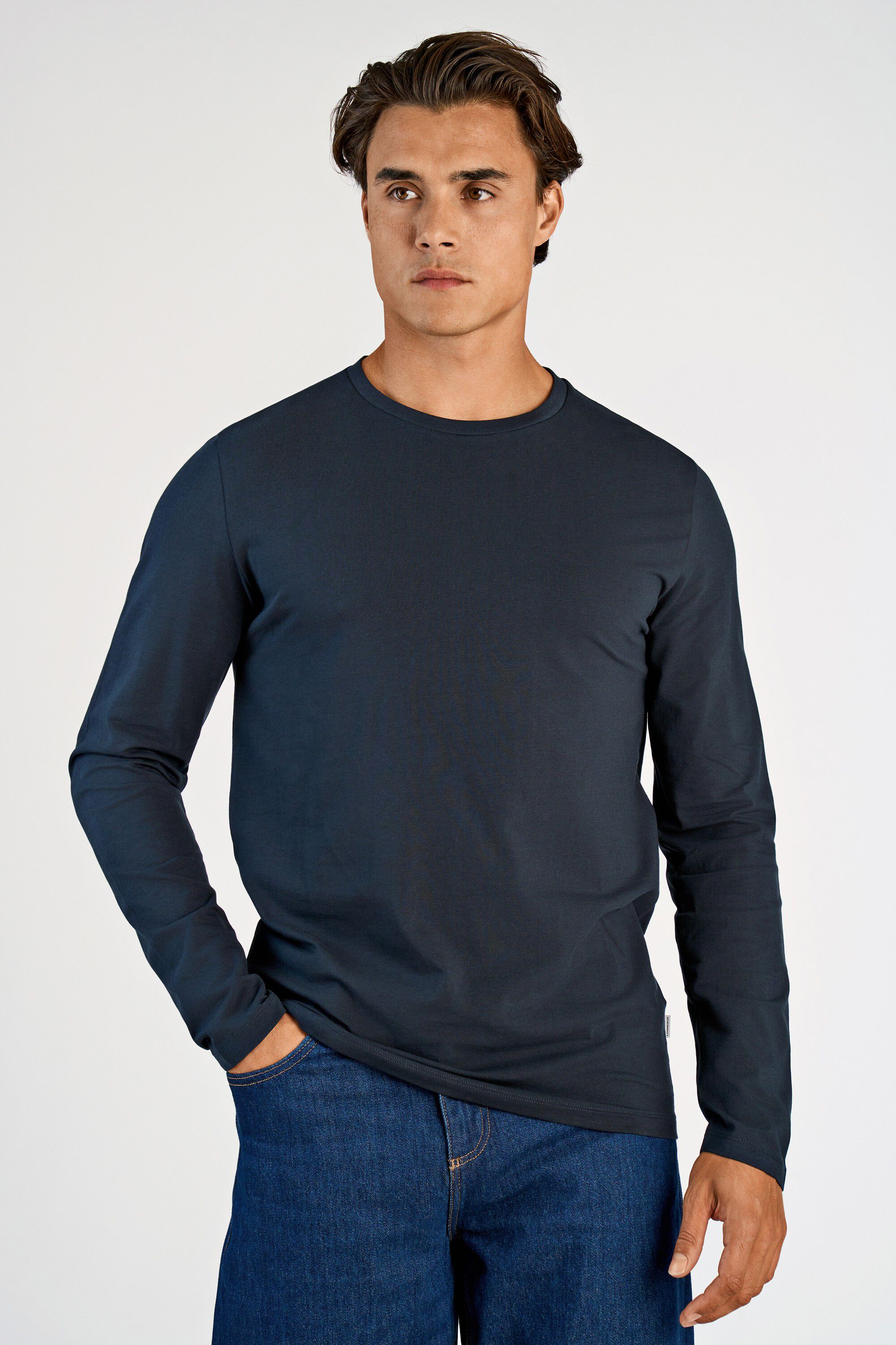 Basic o-neck stretch tee L/S