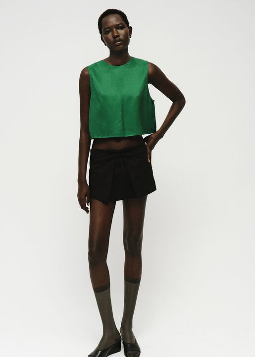 Linen blend top with buttons